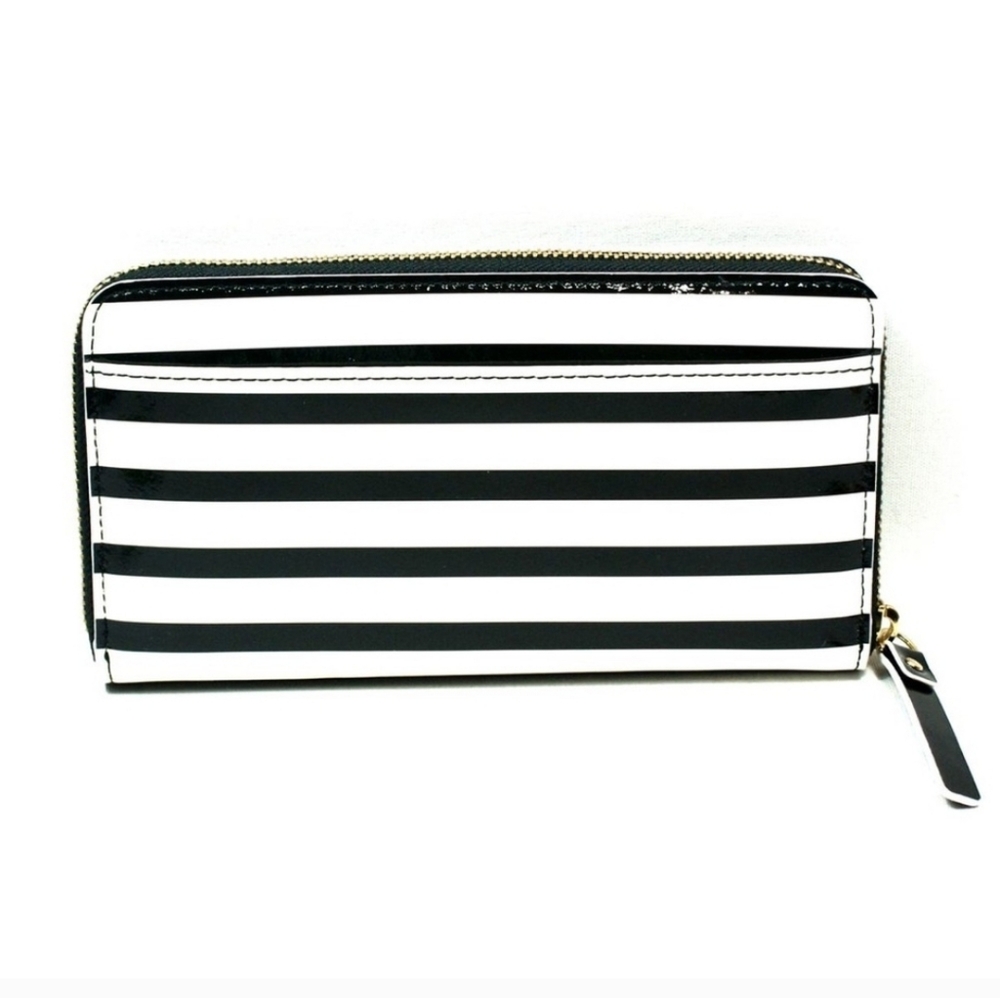 Kate Spade Black and Cream Striped Wallet - Picture 2 of 6